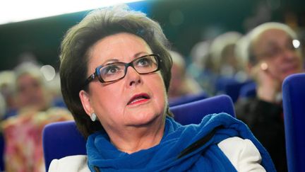 Christine Boutin lors d'un meeting de "Force Vie" à Paris pour les élections européennes, le 17 mai 2014. (MAXPPP)