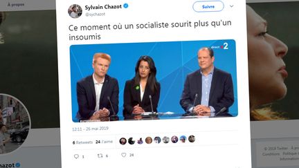 Capture d'écran d'un tweet du journaliste Sylvain Chazot publié dimanche 26 mai 2019, à l'occasion des résultats des élections européennes. (SYLVAIN CHAZOT / TWITTER)