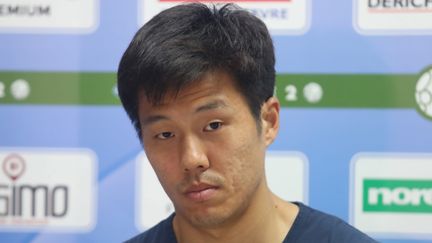 Hyun-Jun Suk a été victime de&nbsp;paroles racistes lors du match contre l'Olympique de Marseille, à huis clos, au stade Vélodrome. (PHOTOPQR/L'EST-ECLAIR/JEROME BRULEY / MAXPPP)