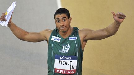 Jimmy Vicaut après sa victoire sur 60m aux championnats de France en salle