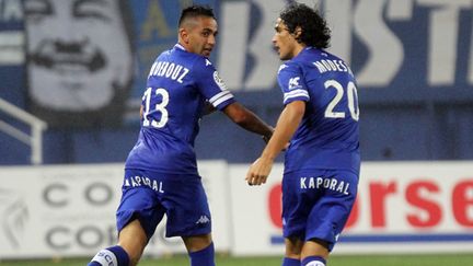 Ryad Boudebouz célèbre son premier but avec Bastia.  (PASCAL POCHARD-CASABIANCA / AFP)