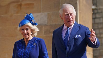 Le roi Charles III et la reine Camilla, à Windsor (Angleterre), le 9 avril 2023. (YUI MOK / POOL)