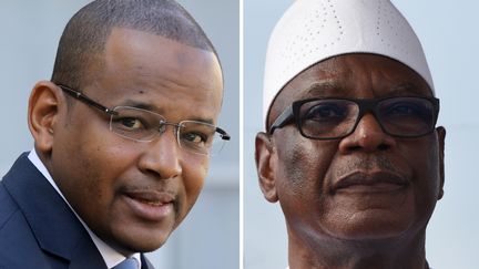 Le Premier ministre malien,&nbsp;Boubou Cissé (gauche), et le président malien,&nbsp;Ibrahim Boubacar Keïta, respectivement le 18 août 2020 à Paris et le 10 mai 2018 à Abidjan.&nbsp; (LUDOVIC MARIN / AFP)