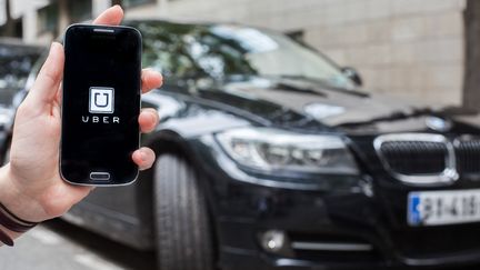 Illustration de l'application de VTC Uber.&nbsp; (PIERRE GAUTHERON / HANS LUCAS / AFP)