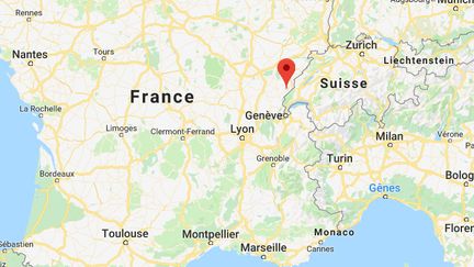 Capture d'écran d'une carte montrant la ville de Mouthe (Doubs) où Météo France a enregistré&nbsp;une température de 1°C, le 14 août 2019. (GOOGLE MAPS)