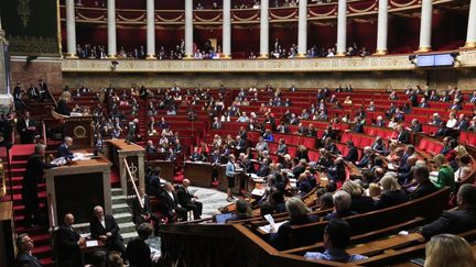 L'hémicycle de l'Assemblée nationale, le 2 mai 2023. (QUENTIN DE GROEVE / HANS LUCAS)