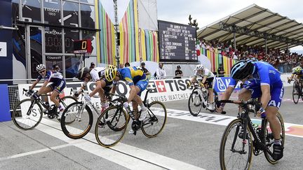 La Fran&ccedil;aise Pauline Ferrand-Pr&eacute;vot (1&egrave;re &agrave; gauche) remporte le championnat du monde de cyclisme sur route 2014 disput&eacute; &agrave; Ponferrada, en Espagne.&nbsp; (JAVIER SORIANO / AFP)