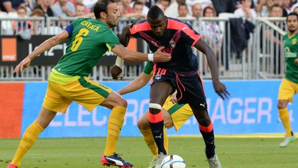 Cheick Diabaté lors de la réception de l'AEK Larnaca au 3e tour préliminaire aller de Ligue Europa. (MEHDI FEDOUACH / AFP)