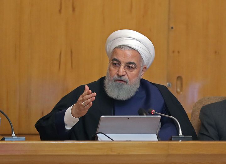 Le président iranien Hassan Rohani, lors de la réunion de son cabinet, le 8 mai 2019 à Téhéran (Iran). (PRESIDENCE IRANIENNE / AFP)