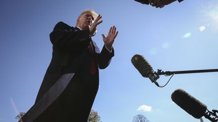 Donald Trump face à la presse à la Maison Blanche, le 3 novembre 2019. (OLIVER CONTRERAS / SIPA USA / AFP)