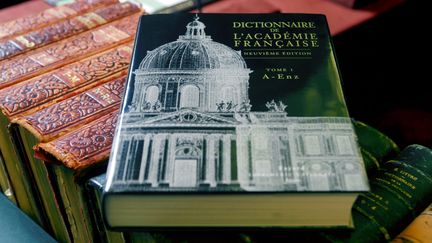 Le premier tome de la neuvième édition du Dictionnaire de l'Académie française. (JEAN-PIERRE MULLER / AFP)