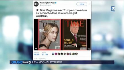 La couverture de Time et à côté la fausse une avec Donald Trump (France 3)