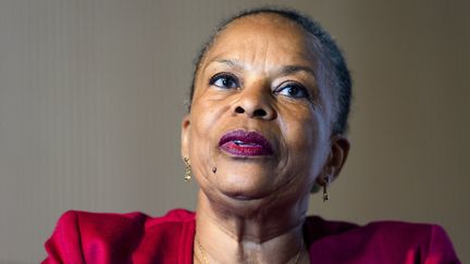 Christiane Taubira, ancienne ministre de la Justice (de mai 2012 à janvier 2016). Ici le 26 avril 2018 lors de la présentation de son livre "Nous habitons tous la terre".&nbsp; (JEAN-MARC QUINET / BELGA MAG / AFP)