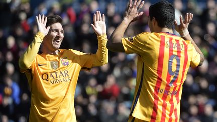 Messi et Suarez (Barcelone) se sont bien amusés (JOSE JORDAN / AFP)