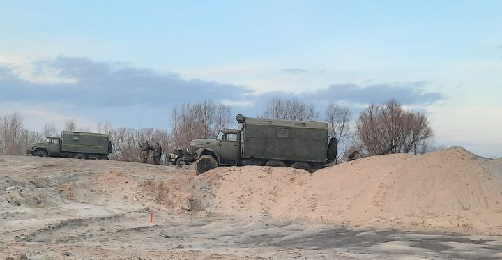 Ukrainian position north of Kiev, Saturday February 26, 2022. (GILLES GALLINARO / RADIO FRANCE)