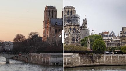 La cathédrale de Notre-Dame de Paris a été très endommagée par un incendie, le 15 avril 2019. (AFP, MAXPPP)