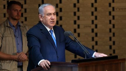 Le Premier ministre israélien, Benyamin Nétanyahou, à Jérusalem, le 10 octobre 2019.&nbsp; (GALI TIBBON / AFP)