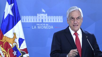 Le président chilien&nbsp;Sebastian Piñera lors d'un discours à Santiago, la capitale chilienne, le 22 octobre 2019. (CHILEAN PRESIDENCY / AFP)