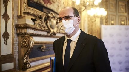 Le Premier ministre Jean Castex, le 10 mars 2021 au Sénat. (ANTONIN BURAT / HANS LUCAS / AFP)