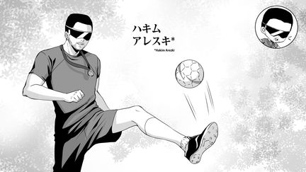 Illustration d'Hakim Arezki, joueur de cécifoot ou football à cinq, qui participera à ses deuxièmes Jeux paralympiques à Tokyo. (Eternal-S)