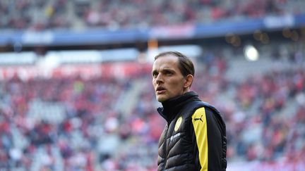 L'Allemand Thomas Tuchel, le 8 avril&nbsp;2017, lors d'un match du Borussia Dortmund à Munich. (CHRISTOF STACHE / AFP)