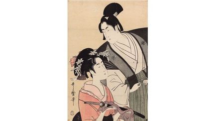 Kitagawa Utamaro (? - 1806) excellait dans la représentation des beautés féminines. Il s&#039;est rendu célèbre par des portraits de femmes en gros plans aux compositions audacieuses et au style raffiné.
 (Museum of Asian Art Corfu, Greece. Photography by New Color Photographic Printing Co., Ltd)