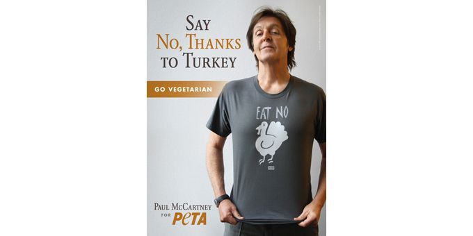 Paul McCartney dit &quot;Non&quot; à la dinde de Thanksgiving.
 (Peta.org)