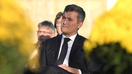 Gérald Darmanin, le ministre de l'Intérieur, le 28 octobre 2021 à Sarre-Union (Bas-Rhin) lors de la&nbsp;réhabilitation du cimetière juif profané en 2015. (FREDERICK FLORIN / AFP)