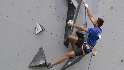 Le Français Paul Jenft participe à une épreuve d'escalade sportive&nbsp;pendant les Jeux mondiaux 2022 à Birmingham&nbsp;(USA), le 16 juillet 2022. (CROSNIER JULIEN / AFP)