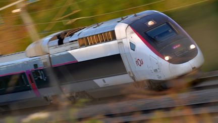 UN TGV en route sur la LGV Paris-Bordeaux-Nantes-Rennes, à Courtalain (Eure-et-Loir), le 13 septembre 2024. (JEAN-FRANCOIS MONIER / AFP)