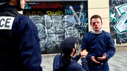 Laurent Theron, militant syndical de SUD le 15 septembre 2016 à Paris. (GREG SANDOVAL / AFP)