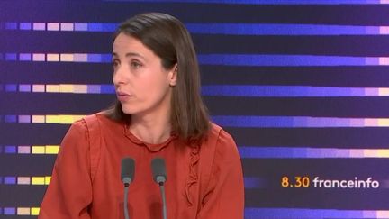 Sophie Binet, secrétaire générale de la CGT, le 9 janvier 2024 sur franceinfo. (FRANCEINFO / RADIO FRANCE)