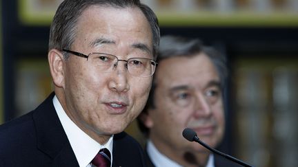 Ban Ki-moon et&nbsp;Antonio Guterres en octobre 2010 (NICHOLAS RATZENBOECK / AFP)