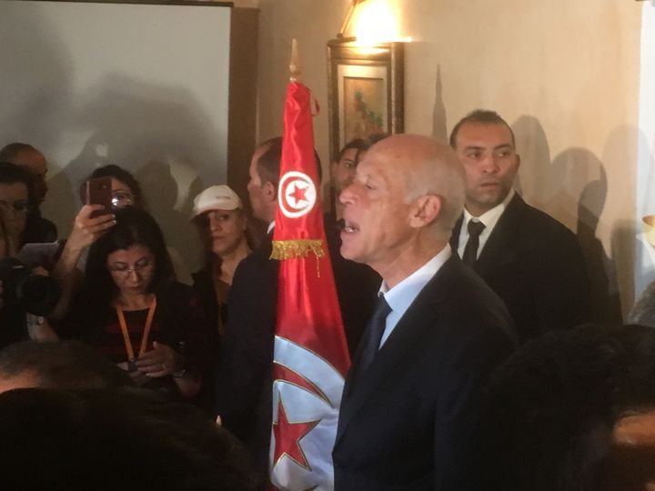 Kaïd Saïed à Tunis le 13 octobre 2019, lors de sa première conférence de presse comme président de la Tunisie&nbsp; (FTV - Laurent Ribadeau Dumas)