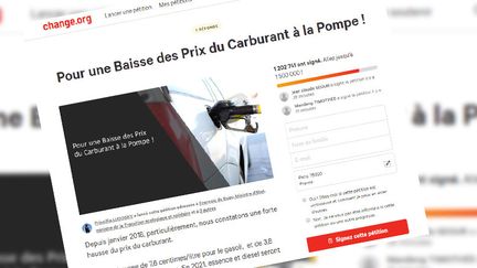 La pétition qui a précédé le mouvement des "gilets jaunes" a récolté plus de 1,2 million de signatures sur le site Change.org. (CAPTURE D'ÉCRAN / CHANGE.ORG)