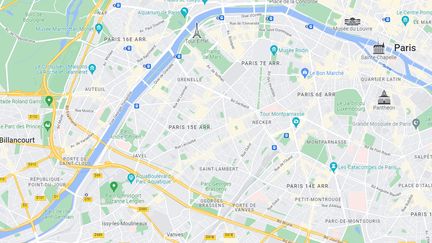 Le XVème arrondissement de Paris. (CAPTURE D'ECRAN GOOGLE MAPS)