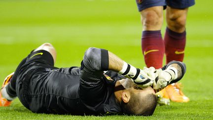 Victor Valdes à terre (JOAN VALLS / NURPHOTO)