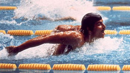 Mark Spitz en finale du 200m papillon lors des JO de Munich en 1972. (STAFF / DPA/AFP)