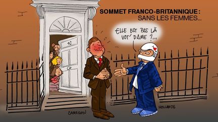 Le premier sommet entre le président français et le Premier ministre britannique depuis mai 2012 a fait la part belle à la coopération militaire et à l’énergie. Mais des divergences sont apparues quand l’Europe est arrivée au centre des échanges. Le protocole a été changé en raison de la séparation de François Hollande et de Valérie Trierweiler. Ainsi, David Cameron a demandé à ce que les conjointes des ministres ne participent pas à l’événement pour ne pas indisposer son hôte. (Franck Pucques)