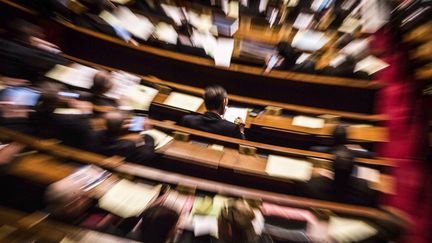 Dans l'hémicycle de l'Assemblée nationale lors d'une séance de questions au gouvernement, le 16 mars 2016. (HAMILTON / REA)