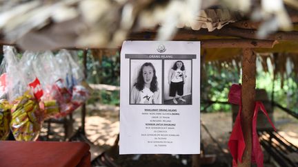 Un avis de recherche pour retrouver Nora Quoirin est affiché à Seremban, en Malaisie, le 13 août 2019. (MOHD RASFAN / AFP)