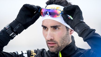 Le biathlète français et porte-drapeau de la délégation tricolore aux JO 2018,&nbsp;Martin Fourcade, à Ruhpolding, en Allemagne le 11 janvier 2018. (MAXPPP)