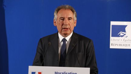 Le ministre de la Justice, François Bayrou, lors d'une conférence de presse sur la "moralisation de la vie publique", jeudi 1er juin 2017. (FRANCOIS GUILLOT / AFP)