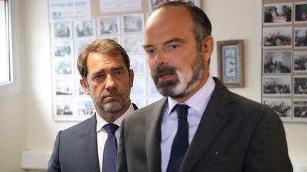 Christophe Castaner et Édouard Philippe lors d'un point presse à Paris, le 9 juin 2020. (LUDOVIC MARIN / POOL / AFP)