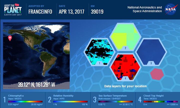 Capture d'écran du site "Adopt the planet" de la Nasa qui permet de devenir propriétaire (virtuel) de petits morceaux de la planète.&nbsp; (NASA)