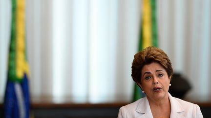 La présidente brésilienne suspendue, Dilma Rousseff, s'exprime à Brasilia (Brésil), le 16 août 2016. (ANDRESSA ANHOLETE / AFP)