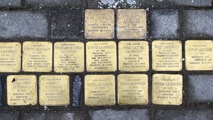 Les pavés de la mémoire, "Stolpersteine" ("pierres sur lesquelles on trébuche", Gunter Demnig
 (JOHN MACDOUGALL / AFP)