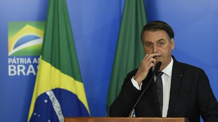 Le président brésilien&nbsp;Jair Bolsonaro à Brasilia, le 25 avril 2019. (MATEUS BONOMI / AGIF)