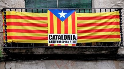 Un drapeau ind&eacute;pendantiste catalan &agrave; G&eacute;rone (Espagne).&nbsp;&nbsp; (  MAXPPP)