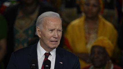 Le président américain Joe Biden lors d'un discours à Charleston (États-Unis), le 19 janvier 2025. (PETER ZAY/ANADOLU/AFP)